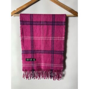 John Hanly Men's One Size Multicolor Pink Extrafine Merino Wool Scarf